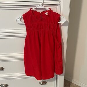 Joie Women Red Sleeveless Smocked Top